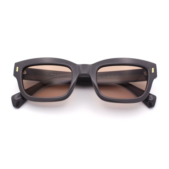 Mod Gentleman Style Hipster Narrow Thick Horn Rim Mod Sunglasses Dark Green - Brown