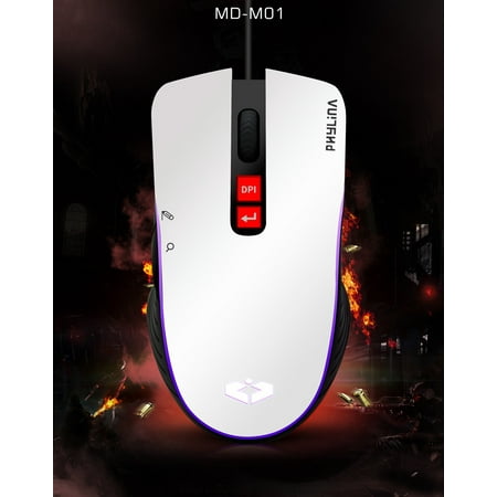 Gaming Mouse Optical Resolution 4000dpi Key number 7 Photoelectricity Compatible with Notebook, PC, Laptop, Computer, MacBook for Windows 7/8/10/XP Vista Linux White and Black