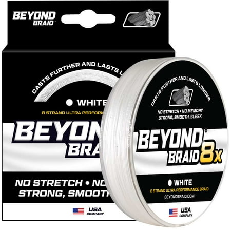 UPC: 0850023722782 | Beyond Braid Braided Fishing Line – Abrasion Resistant – No Stretch – Super Strong – Thin Diameter SuperLine- Camo – 4 Strand & 8 Strand Braided Line (White 8X  40LB (2000 Yards))