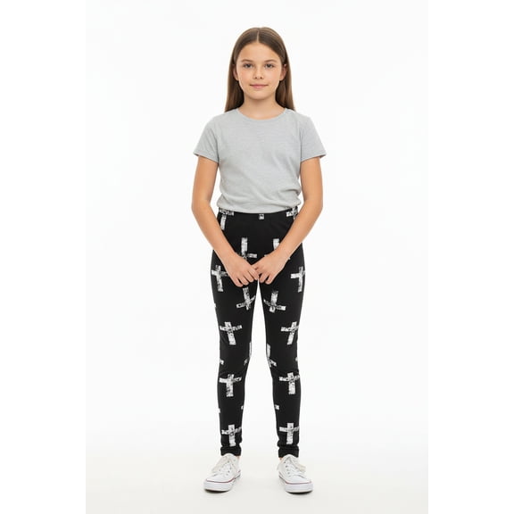 Faded Cross Kids Buttery Smooth Leggings Black L/XL