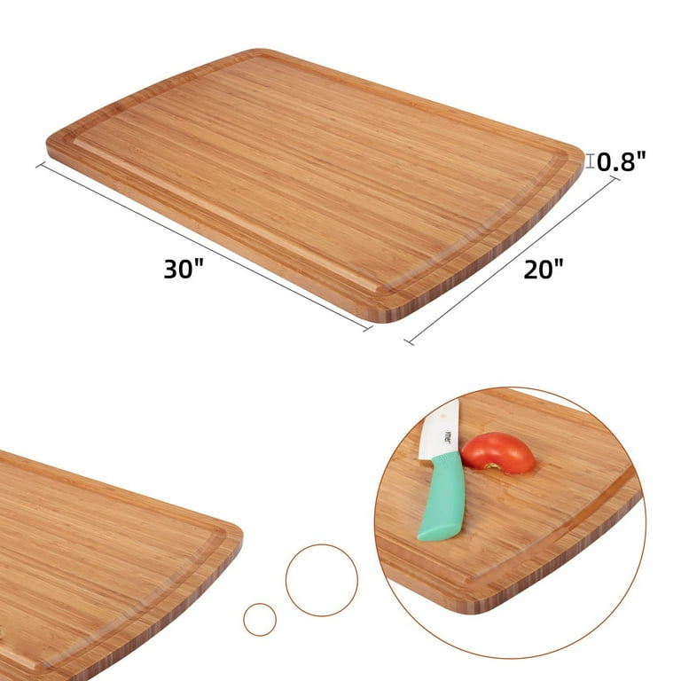 Allsum Large Wood Cutting Board for Kitchen, 1” Thick Bamboo Cheese  Charcuterie Board, Butcher Chopping Block, with Juice Grooves and H