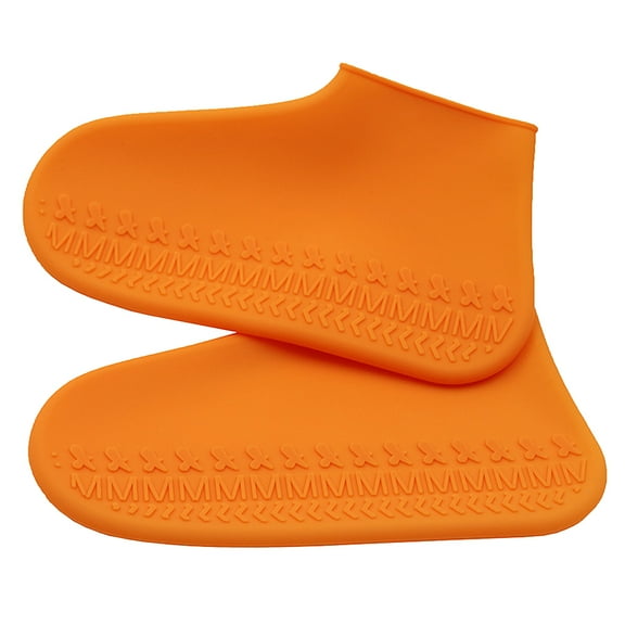 GETAJGHSD 1 Pair Orange Rainproof Shoes Cover M Size for Unisex Waterproof Anti-slip Reusable 9.8 x 6.1 x 0.8 Inch