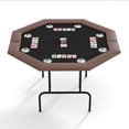 thumbnail image 1 of Foldable 8-player professional poker mesa con collapsible legs y cup holders: ideal para para texas holdem, blackjack, y home game nights, 1 of 8