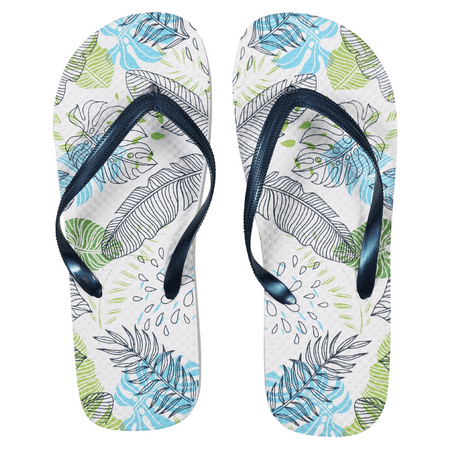 

Women s Juncture Beach Palm Rubber Flip-Flops - White/Blue [Size S 5/6]