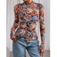 thumbnail image 2 of Camisa de Mujer PRETTYGARDEN Floral de Malla Manga Larga XL, 2 of 8