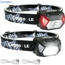 Lepro 2-Pack Headlamps Rechargeable 2000Lux Super Bright, LED Head Lamp with 6 Modes for Camping & Hiking Gear Essentials, IPX4 Waterproof Flashlights with Adjustable Headband,USB Cable Included