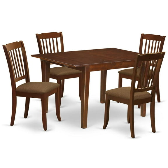 East West Furniture Dining Room Set Mahogany, MLDA5-MAH-C