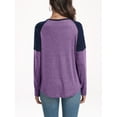 thumbnail image 6 of Anyjoin Women's Long Sleeve Tunic Tops V Neck Color Block Tops Loose Casual Blouse, 6 of 6