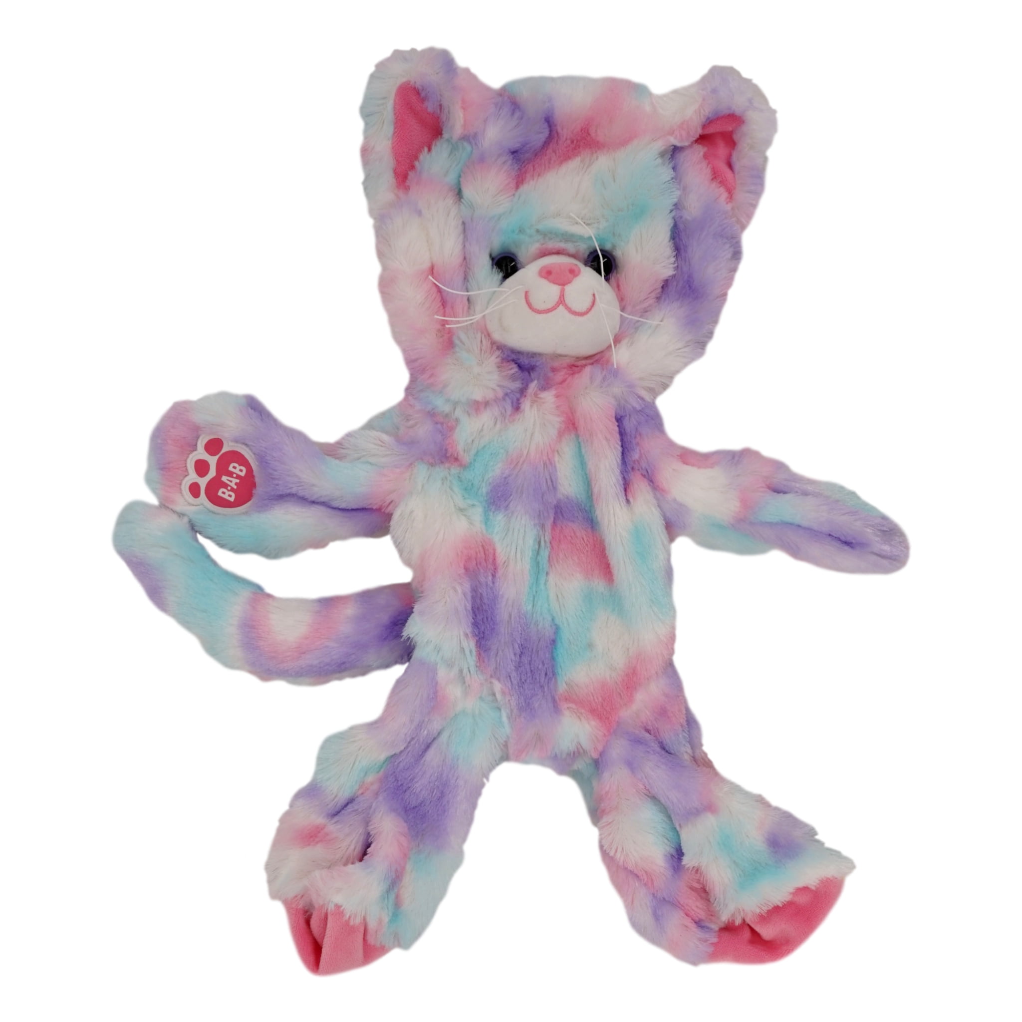 Build A Bear Plush Pastel Swirl Tie-dye Kitty Cat Pink Purple Teal 16" BABW 