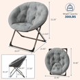 thumbnail image 2 of Faux Fur Saucer Chair - Oversized Foldable Moon Chair for Adults, 300lb Capacity Lounge Chair with Metal Frame, Plush Flower Accent Seat for Bedroom, Living Room or Dorm (Grey), 2 of 7
