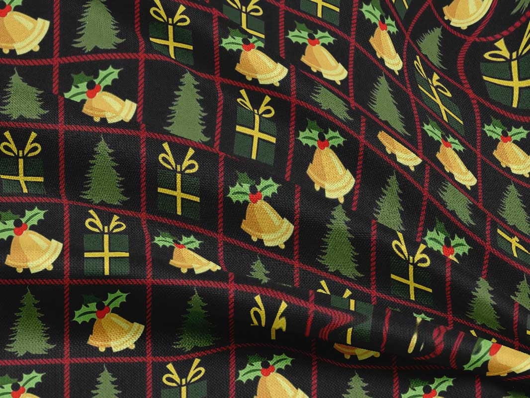 oneOone Rayon Black Fabric Christmas Fabric For Sewing Printed Craft Fabric By The Yard 56 Inch Wide-2WS