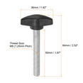thumbnail image 2 of Uxcell 4 Packs M8 x 50mm Male Thread Tee Wing Knobs Thumb Screw Clamping Knobs Grip Black, 2 of 5