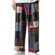 thumbnail image 1 of Pantalones largos para hombre, de lino y algodón, informales, holgados, a cuadros, de gran tamaño, tipo farol, estilo Harlan, de pierna recta, de algodón y lino., 1 of 9