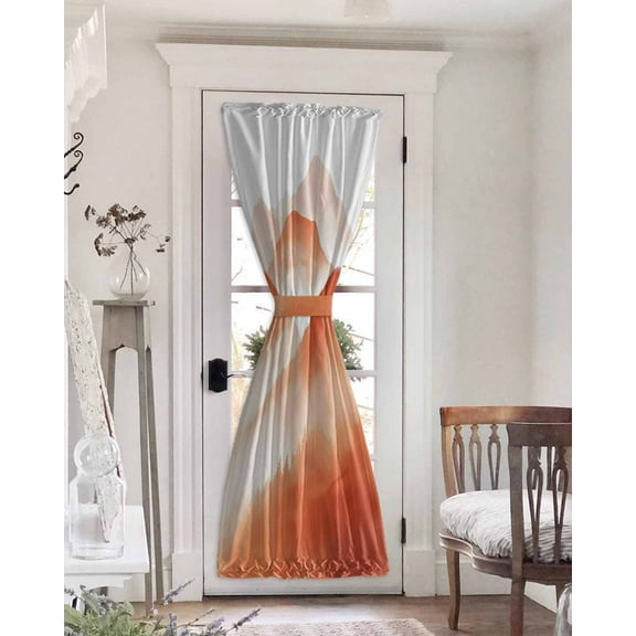 Orange Mountains Blackout Curtains French Door Curtains for Door Window, Modern Watercolor Nature Forest Privacy Drapery for Patio/Sidelight Doors, 1 Panel with Tieback, 54 x 72 Inches