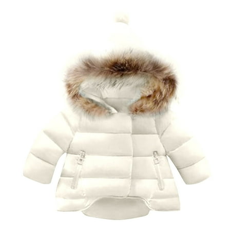 

QWERTYU Toddler Baby Child Children Kids Boy Girl Long Sleeve Pockets Jackets Fall Winter Faux Fur Outerwear Zip Up Hooded Coat 1Y-6Y