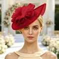 thumbnail image 4 of Karymi Hats for Women Elegant Fascinator Hat with Fake Feather Flower, Mesh Tea Party Derby Headpiece, Clip-on Hair Accessory for Wedding Church Golf Hat, 4 of 6