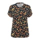 thumbnail image 5 of Puntoco Liquidación de blusas cortas para mujer Camisa básica estampada de manga corta con cuello en V y talla grande para mujer, 5 of 5