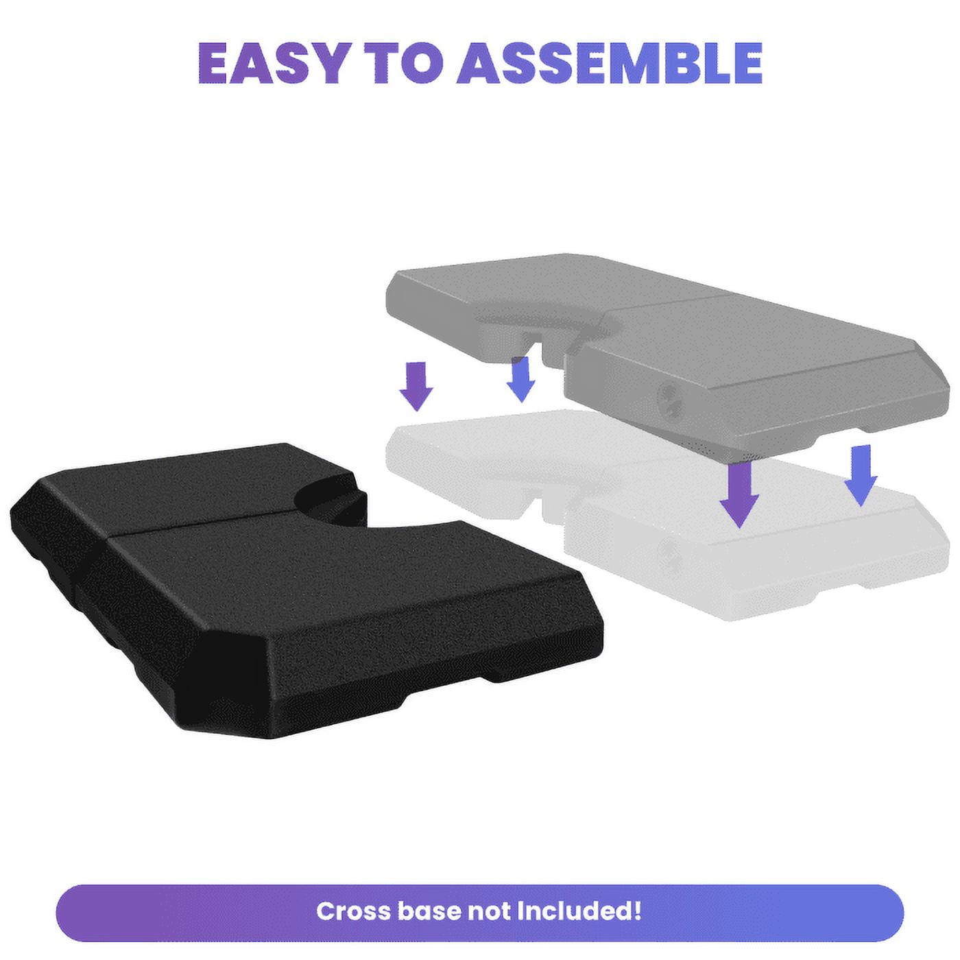 Low-Profile Umbrella Weight Stand, 22lb HDPE Plates Outdoor Shade Base, Water/Sand Ballast, for Compact Patio, Balcony​