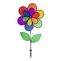 12 Petal Double Wheel Rainbow Flower Wind Spinner In the Breeze Yard Decor