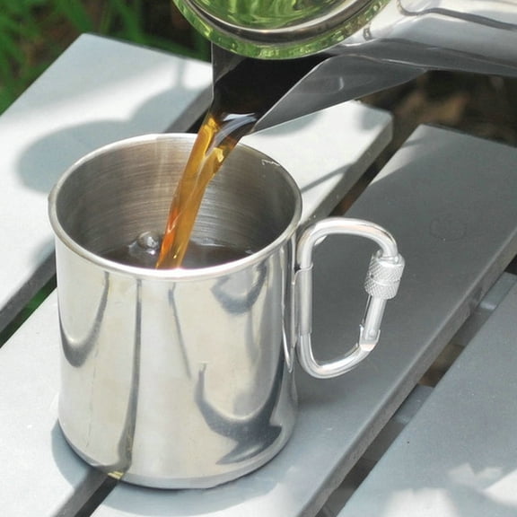 Mug 500ml Stainless Steel Camping Mug Outdoor Backpacking Cup With Carabiner Handle For Hiking Camping Traveling