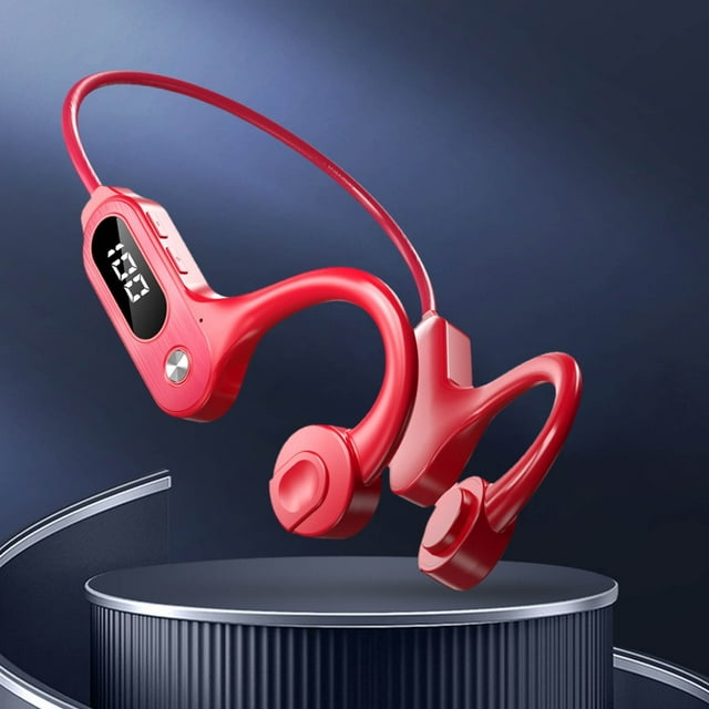 Auriculares de oído abierto con pantalla digital, inalámbricos, con gancho para la oreja, enchufables, deportivos, de conducción aérea, Bluetooth 5.3, con micrófono para correr y conducir.