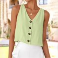 thumbnail image 2 of ManxiVoo Women V Neck Sleeveless Cotton Shirt Summer Breathable Muslin Tank Top Relaxed Fit Minimalist Style Button Down Casual Tops L Size Light Yellow, 2 of 5