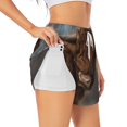 thumbnail image 3 of Lsque Yak Printed Women's Running Shorts with Liner Pockets,Elastic Quick Dry Workout Athletic Gym Yoga Shorts,Womens High Waist Shorts-Large, 3 of 9