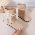 thumbnail image 2 of Girls Mid-Calf Boots Lace Bow Slouch Winter Casual Shoes for Toddler, 2 of 8