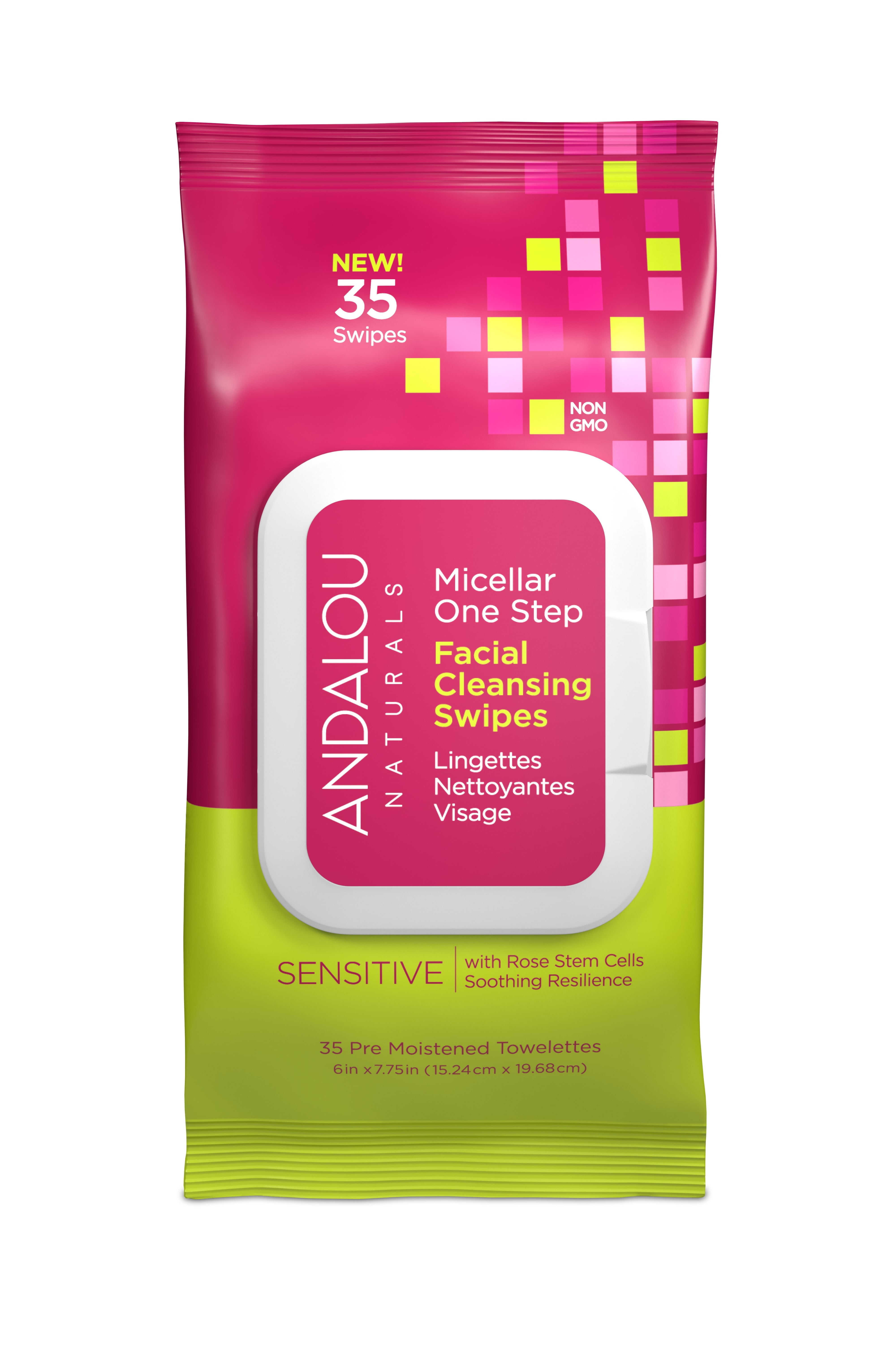 Andalou Naturals Sensitive Micellar Facial Swipes, 35 Ct