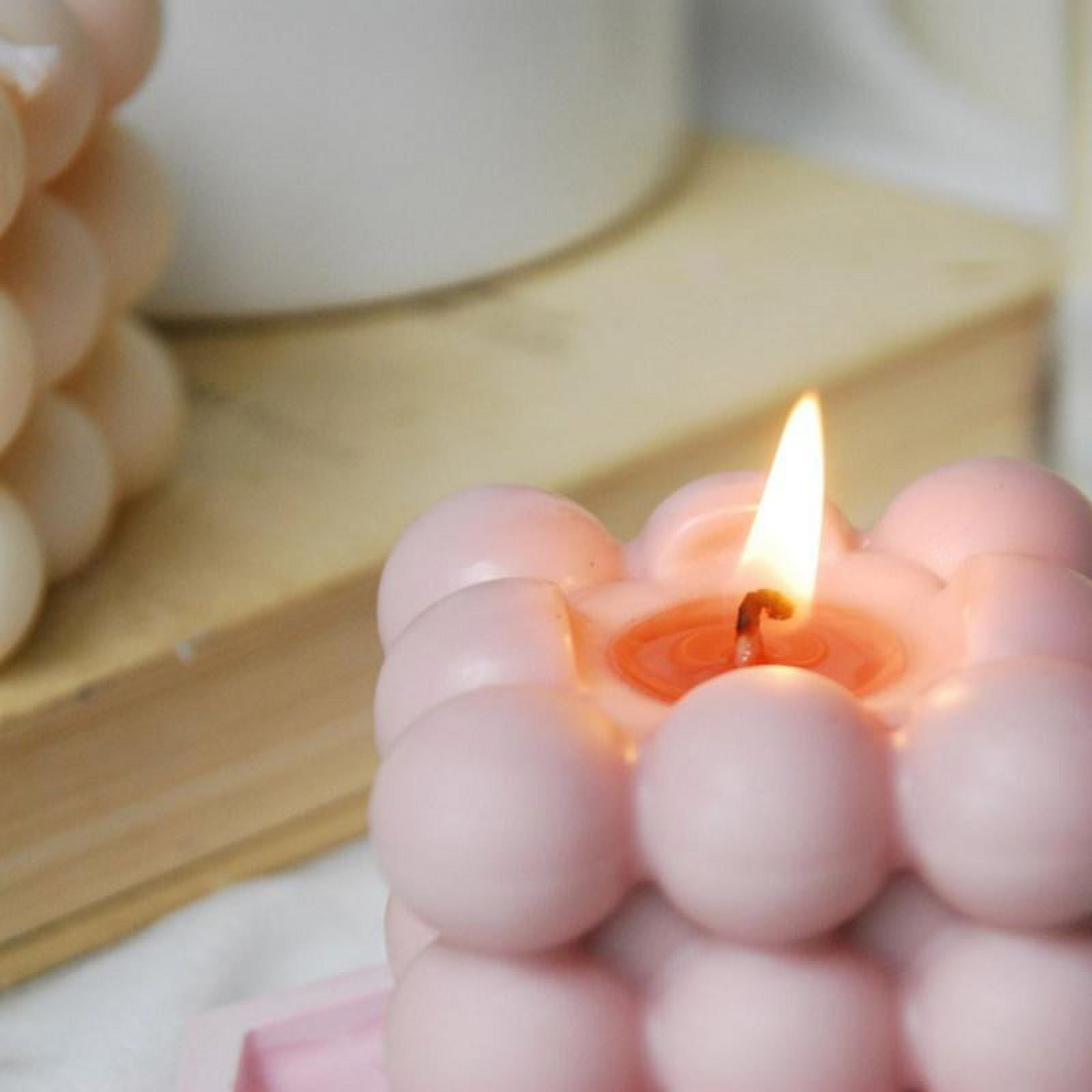 Square Cube Candle Bubble Candle, Handmade Aesthetic CandleMould Soy Wax  Essential Oil Aromatherapy Candle DIY Candle Material Wax for Home Use and  Gifting,Pink 