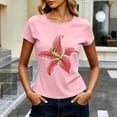 thumbnail image 5 of Gamivast Crop Tops for Women Short Sleeve Y2K Baby Tee Floral Graphic Print Shirts Casual Slim Fit Summer Basic T-Shirts Flattering Everyday Going Out Loungewear Top Pink XXL, 5 of 6