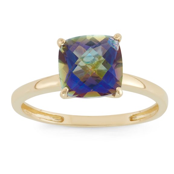10k gold cushion cut gemstone ring