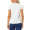 thumbnail image 3 of INSPIRE CHIC Women's V Neck Cap Sleeve Summer Business Casual Blouse XS White, 3 of 6