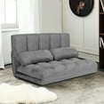 thumbnail image 2 of Costway Foldable Floor Sofa Bed 6-Position Adjustable Lounge Couch with 2 Pillows Grey, 2 of 12