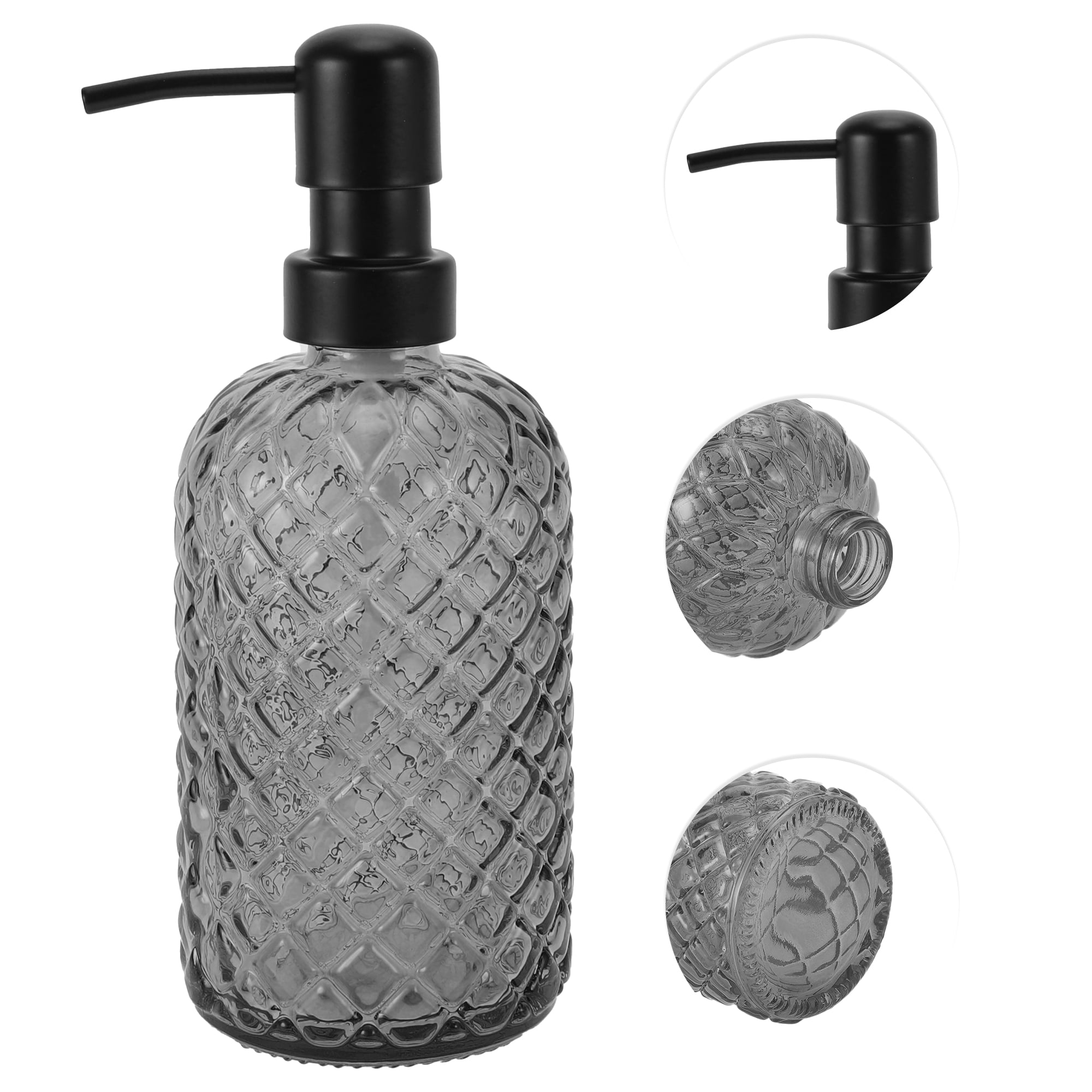 1 Pc Simple Cylindrical Soap Pump Dispenser for Bathroom 400ml Gray Black