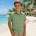 thumbnail image 4 of WOYY Girls Short Sleeve Button Down Shirt Casual Solid Loose Fit Pocket Shirt, Sizes 3-16, 4 of 5