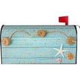 thumbnail image 1 of Sea Shells Starfish Fishing Net Mailbox Covers Magnetic Wooden Background Waterproof Mail Cover Letter Post Box Wraps for Home Garden Yard Decor, 21x18 in, 1 of 1