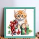 thumbnail image 2 of (18CTAFF-309__C__25x25) Hilo algodón ecológico bordado 18CT 2 hebras impresión 25*25cm Kit serie punto cruz gato navideño, 2 of 9