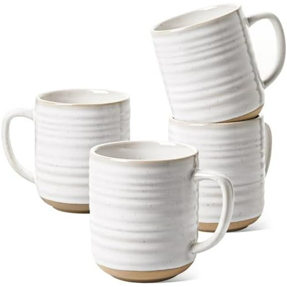 Coffee Mugs 12 oz, Ceramic Coffee Cups for Latte, Hot Tea, Cappuccino, Mocha, Cocoa, Housewarming Wedding Present Mug Set - Set of 4, Arctic White