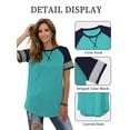 thumbnail image 3 of TEMOFON Womens Top Baseball Shirts Workout Tee shirts for Woman Color Block Blouse Lightblue Lightweight Basic Tshirts, 3 of 8