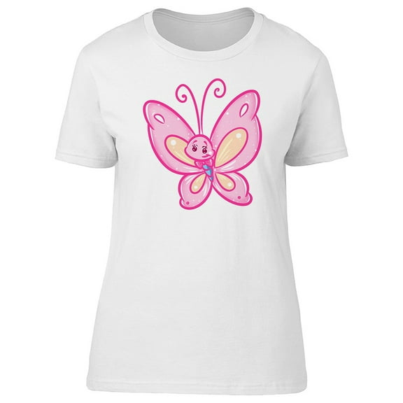 Cute Cartoon Pink Butterfly Tee Women's -Image by Shutterstock