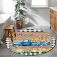 thumbnail image 3 of Black Plaid Easter Round Area Rug 3.3Ft Washable Circle Rugs for Dining Room Table, Truck Spring Floral Bunny Animals Wooden Non-Slip Carpet Floor Mats Indoor Outdoor Carpet Runner Home Decor, 3 of 8
