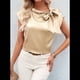 thumbnail image 5 of Blusa de Satén con Cuello Alto, Mangas y Lazo para Mujer, para Oficina Amarillo S, 5 of 7