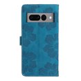 thumbnail image 2 of SaniMore Case for Google Pixel 7 Pro 6.7" 2022, [Card Slots + Cash Pocket + Removeable Wrist Strap] PU Leather Embossed Flower Flip Kickstand 360° All-around Protective Wallet Shell, Blue, 2 of 11