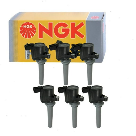 6 pc NGK Ignition Coil compatible with Mazda 6 3.0L V6 2003-2008 (Full Shop Pack)