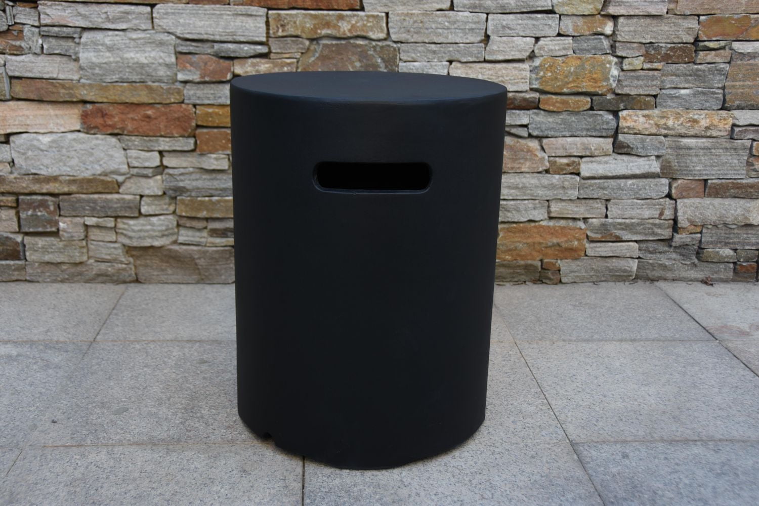 Modeno Glass-Fiber Reinforced Concrete Propane Tank Cover – Multi-Functional Outdoor Side Table, Plant Stand, or Stool- Black