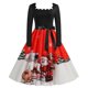 thumbnail image 1 of Vestidos de Navidad Para Mujer Vestido de Cintura Alta de Manga Larga Con Estampado de Cuello Cuadrado Odeerbi  ODB194007, 1 of 8