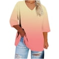 thumbnail image 2 of Heisall Womens Tshirts 3/4 Sleeve V-Neck Plus Size Loose Casual Print Daily Wear Fashion, 2 of 5