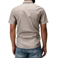 thumbnail image 6 of Havenx Safari Cargo Shirt for Men Short Sleeve Button Down Cargo Shirt with Pockets Collared Tops Cargo Tactical Outdoor Work Hiking Workwear,Beige 2XL, 6 of 7