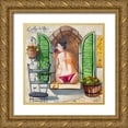 thumbnail image 1 of West, Ronald 15x15 Gold Ornate Wood Framed with Double Matting Museum Art Print Titled - Lady in Window II, 1 of 4